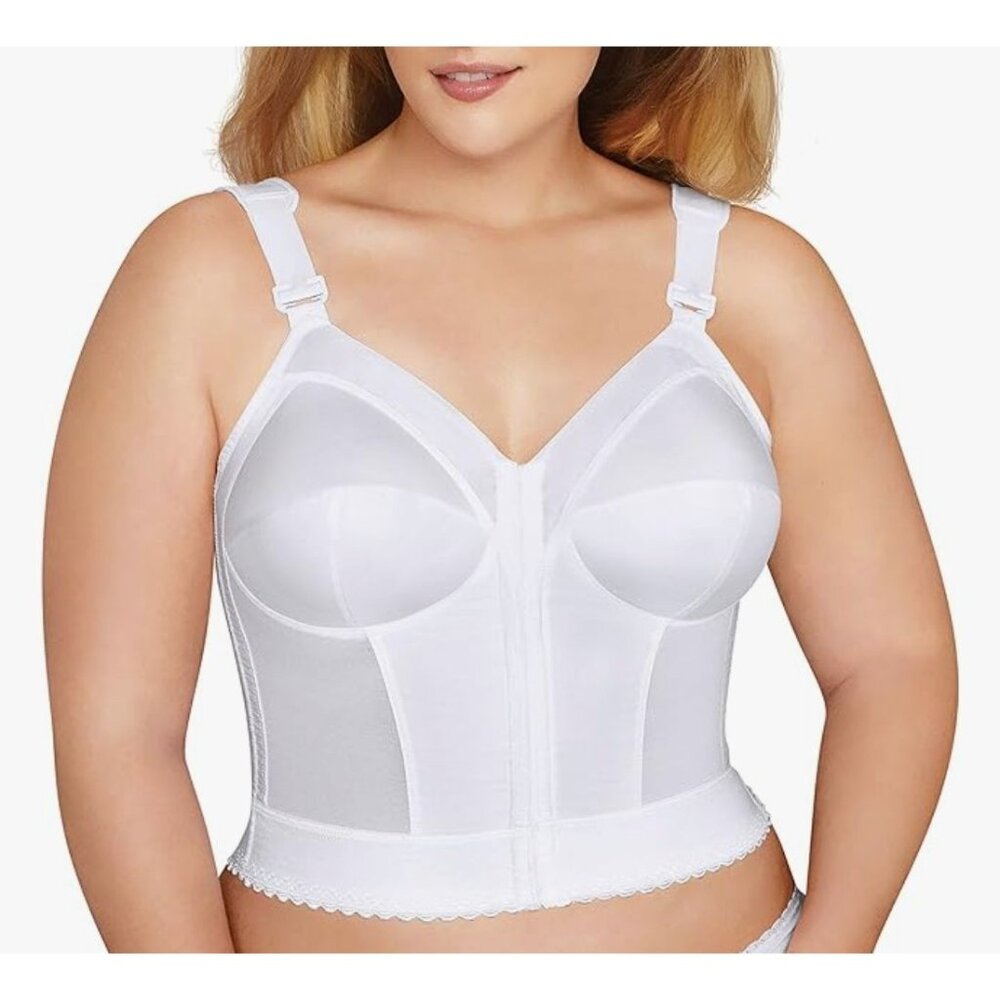 Exquisite Form Long Line White Girdle with Adjustable Straps and Boning 36C